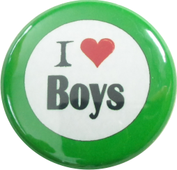 I love boys button green